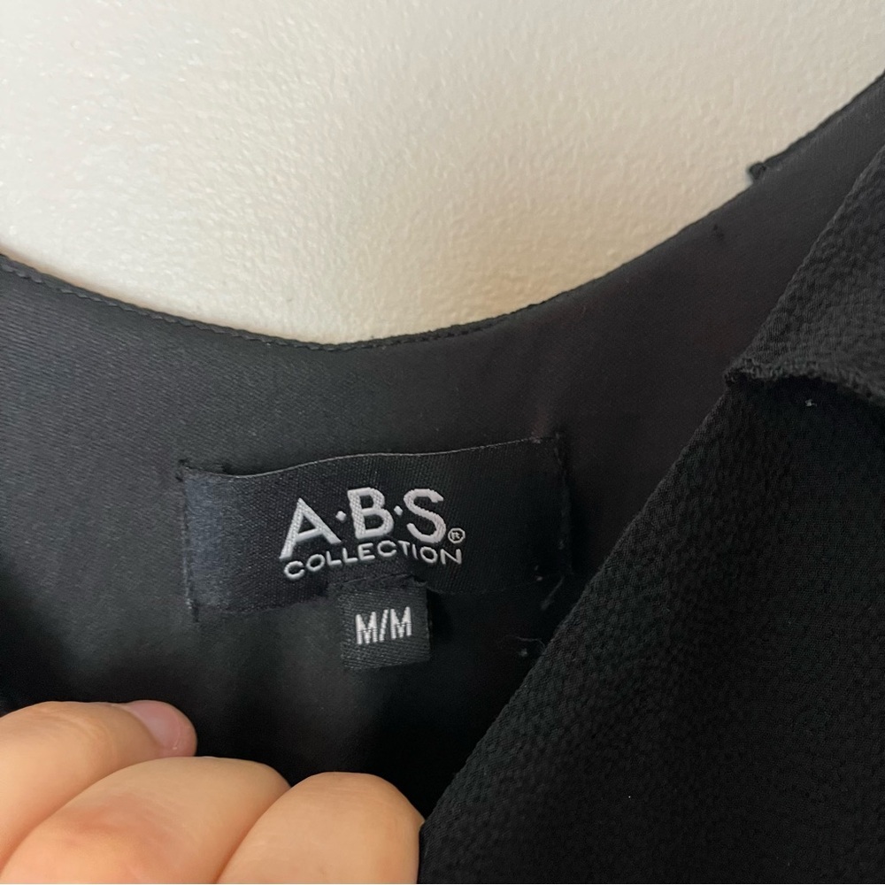 ABS Collection Black Cold Shoulder‎ Flutter Sleeve Lined Dress Medium - Picture 7 of 7